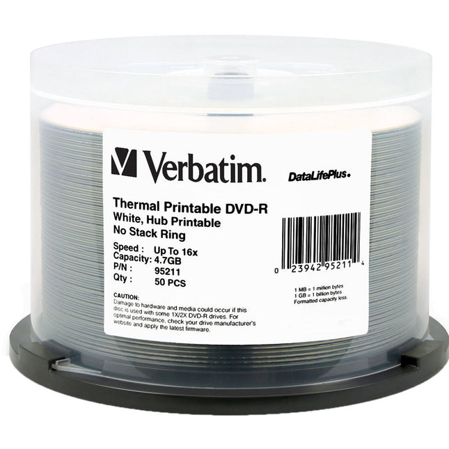 Verbatim DVD-R 4.7GB 16X DataLifePlus Grabables Paquete 50 unidades