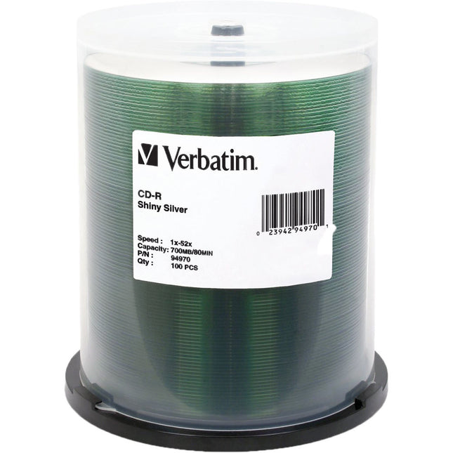 Verbatim CD-R Disco Grabable Plata 700MB 52X Paquete de 100