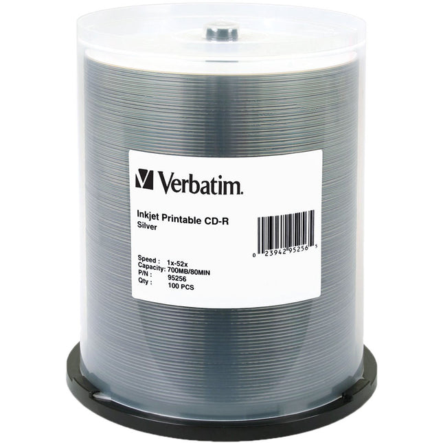 Verbatim CD-R Silver Disco Grabable Inkjet Pack 100 con Garantía Vitalicia