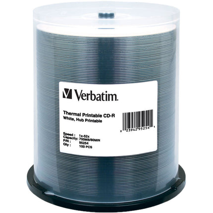 Verbatim CD-R discos grabables blancos térmicos paquete 100 unidades garantía de por vida
