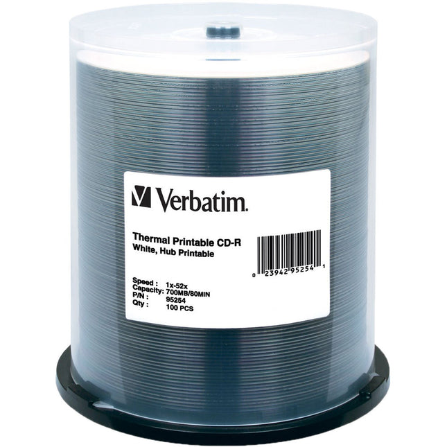 Verbatim CD-R discos grabables blancos térmicos paquete 100 unidades garantía de por vida
