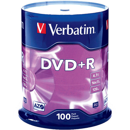 Verbatim DVD+R 4.7GB 16x Pack de 100 Discos con Garantía Limitada