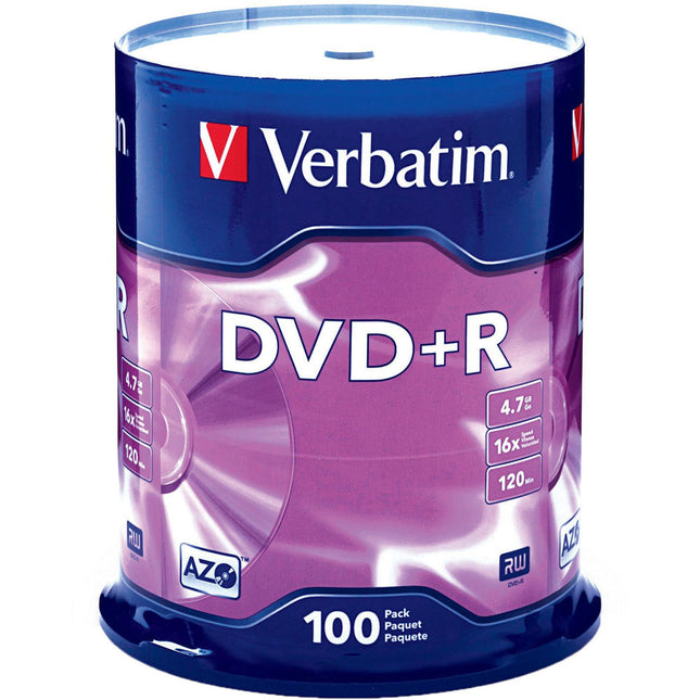 Verbatim DVD+R 4.7GB 16x Pack de 100 Discos con Garantía Limitada
