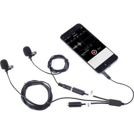 Movo Photo PM20-S Sistema de Micrófono Lavalier Doble para Entrevistas con Dos Micrófonos Clips y Estuche