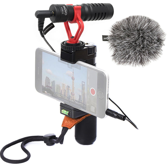 Movo Photo PR-2-PM Kit de Video para Smartphone con Micrófono VXR10 y Soporte Ajustable 2.2 a 3.6 Pulgadas