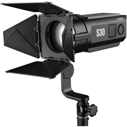 Godox S30 Luz LED de Enfoque 5600K 6-55 Grados con Barndoor