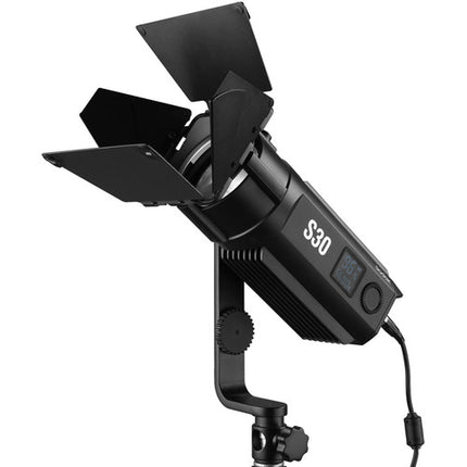 Godox S30 Luz LED de Enfoque 5600K 6-55 Grados con Barndoor