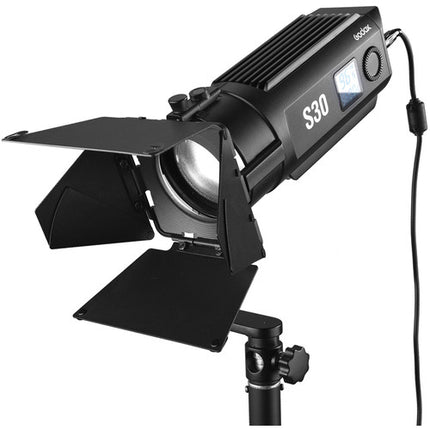Godox S30 Luz LED de Enfoque 5600K 6-55 Grados con Barndoor