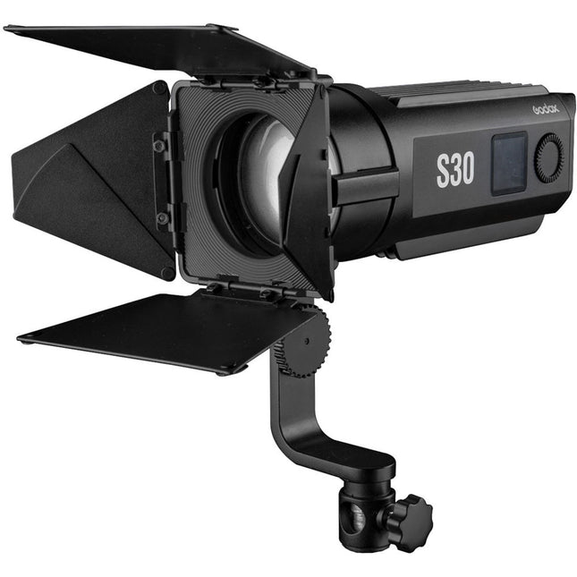 Godox S30 Luz LED de Enfoque 5600K 6-55 Grados con Barndoor