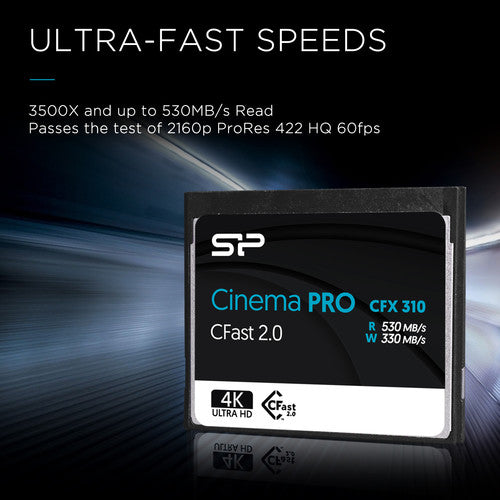 Silicon Power 256GB Cinema PRO CFX 310 Tarjeta de Memoria cFAST 2.0 530MB/s Lectura 330MB/s Escritura