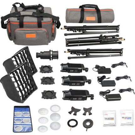 Godox S30-D Kit de 3 Luces LED con Foco 85mm y Softboxes