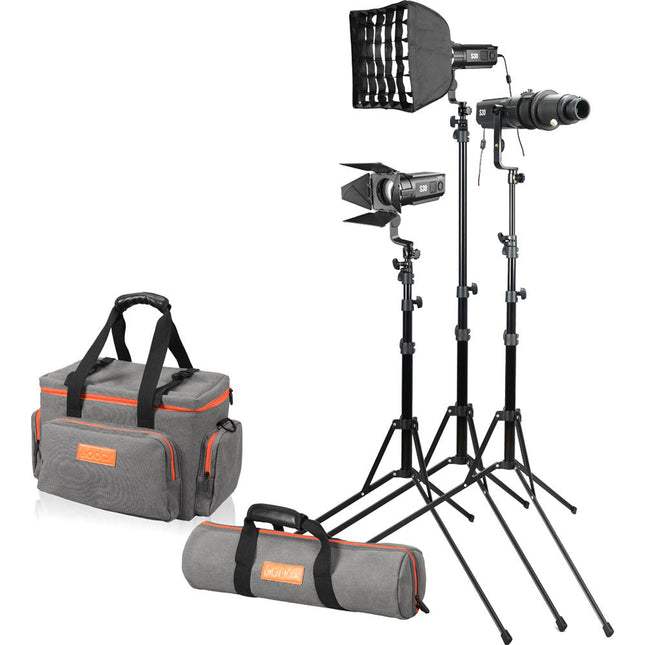 Godox S30-D Kit de 3 Luces LED con Foco 85mm y Softboxes