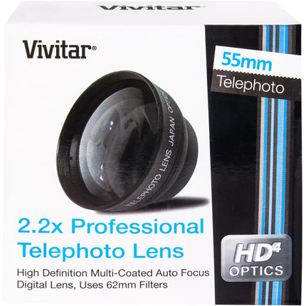 Objetivo Vivitar 55mm Teleobjetivo 2.2x Multicoated Vidrio 62mm Filtro