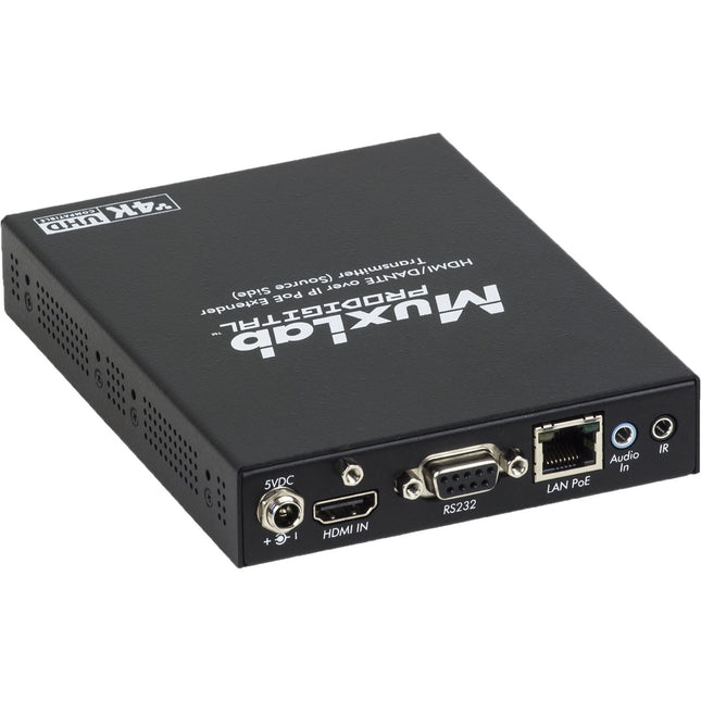 MuxLab 4K HDMI Dante sobre IP Transmisor PoE 4 DIP RS232 IR 328ft