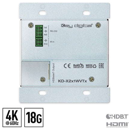 Key Digital 2x1 Switcher HDMI VGA 4K HDBaseT PoH 131' extensión señal