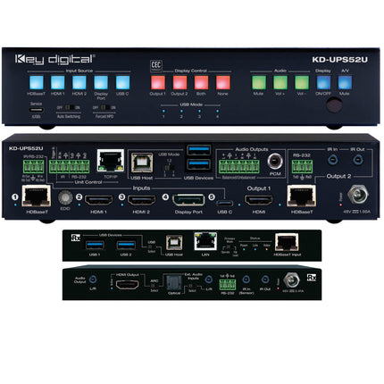 Key Digital 4K USB Switcher universal para presentación 4096x2160 328 pies extensión rack