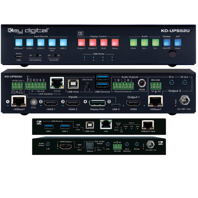 Key Digital 4K USB Switcher universal para presentación 4096x2160 328 pies extensión rack