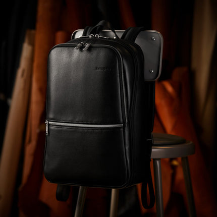 Samsonite Classic Leather Slim Mochila de Cuero para Laptop 14.1" Negra