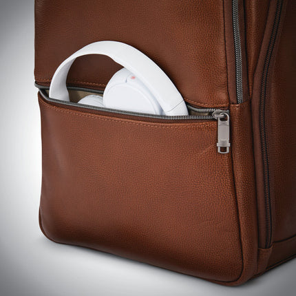 Samsonite Classic Leather Slim Mochila de cuero con compartimento para laptop 14.1 pulgadas