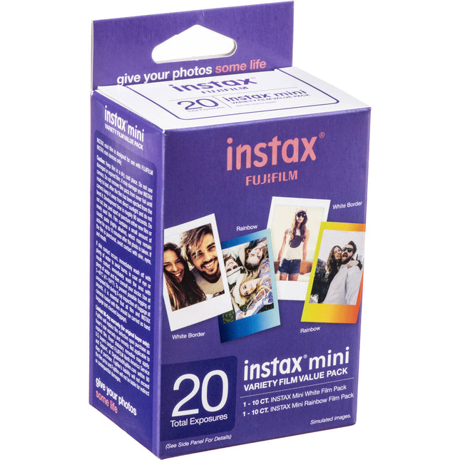 FUJIFILM instax mini Película instantánea Pack valor 20 exposiciones Blanco y Arcoíris