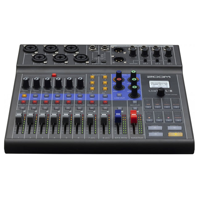 Zoom LiveTrak L-8 Mezclador Digital Portátil 8 Canales 6 Entradas XLR Multitrack Recorder