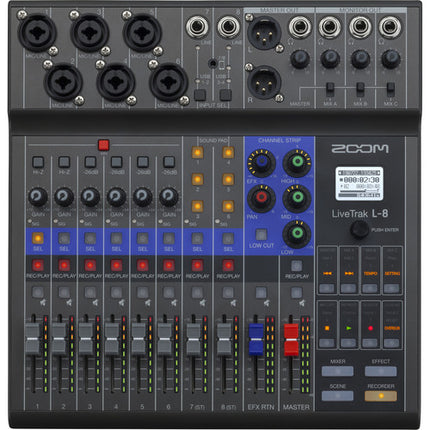 Zoom LiveTrak L-8 Mezclador Digital Portátil 8 Canales 6 Entradas XLR Multitrack Recorder