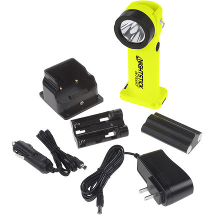 Nightstick INTRANT Linterna Recargable Dual Ángulo 205 Lúmenes IP67 con Base de Carga y Porta Pilas AA