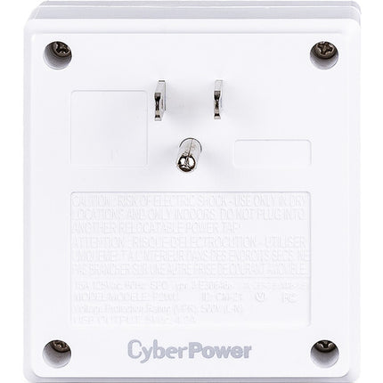 CyberPower P2WU Protector de Sobretensión 2 Tomas 3 Puertos USB Blanco 500 Julios