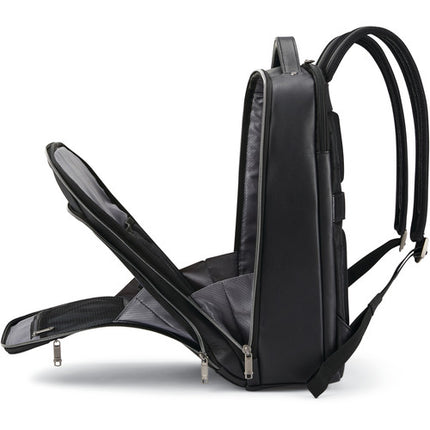 Samsonite Classic Leather Mochila Negra para Laptop 15.6 Pulgadas con Organizador y Bolsillos Mesh