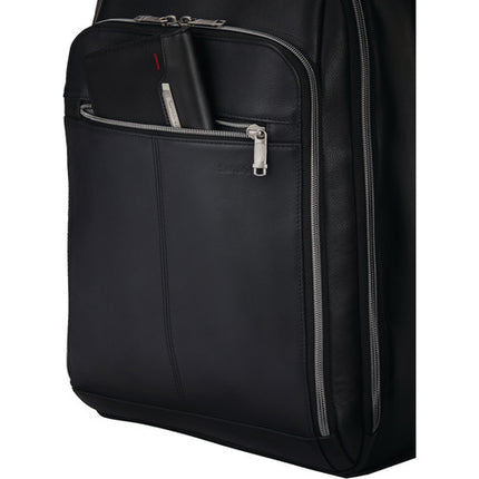 Samsonite Classic Leather Mochila Negra para Laptop 15.6 Pulgadas con Organizador y Bolsillos Mesh