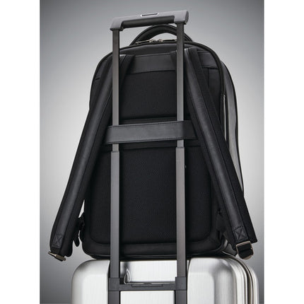 Samsonite Classic Leather Mochila Negra para Laptop 15.6 Pulgadas con Organizador y Bolsillos Mesh