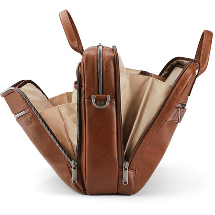 Samsonite Classic Leather Toploader Bolsa para portátil 15.6 pulgadas cuero cognac ajustable con compartimentos y asa superior