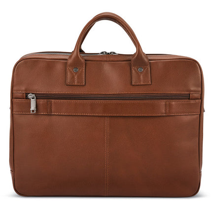 Samsonite Classic Leather Toploader Bolsa para portátil 15.6 pulgadas cuero cognac ajustable con compartimentos y asa superior