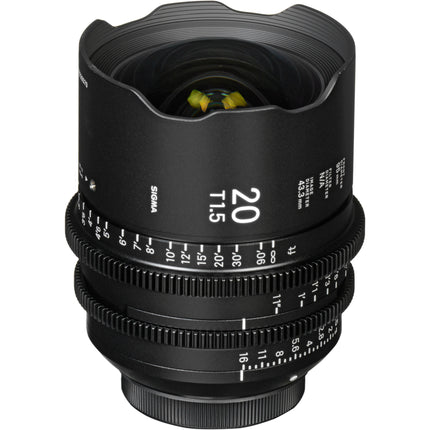 Sigma 20mm T1.5 FF objetivo prime para Canon EF con apertura T16 y sensor full frame