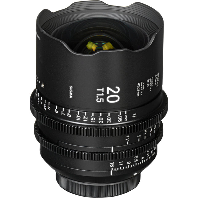 Sigma 20mm T1.5 FF objetivo prime para Canon EF con apertura T16 y sensor full frame