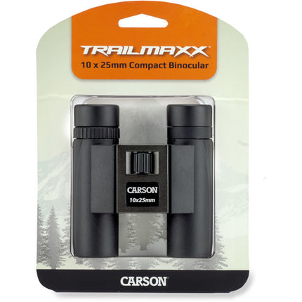 Carson 10x25 TrailMaxx Prismáticos Compactos con Rueda de Enfoque y Paño