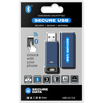 SecureData SecureUSB BT 32GB Memoria USB con cifrado AES 256-bit y velocidad 130 MB/s