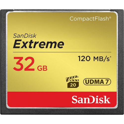 SanDisk 32GB Extreme Tarjeta de Memoria CompactFlash 120 MB/s de lectura 85 MB/s de escritura