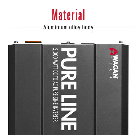 Inversor de Potencia WAGAN Pure Line 2000W Onda Pura 3 Salidas AC 1 USB