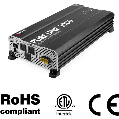 WAGAN Pure Line 3000W Inversor de Energía Onda Senoidal Pura 3 Salidas AC USB