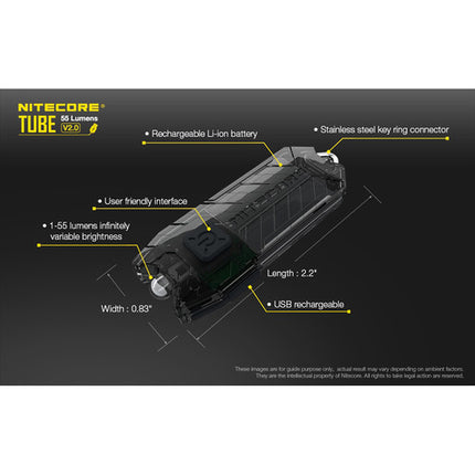 Nitecore TUBE v2 Linterna LED para Llaves 55 Lúmenes Recargable