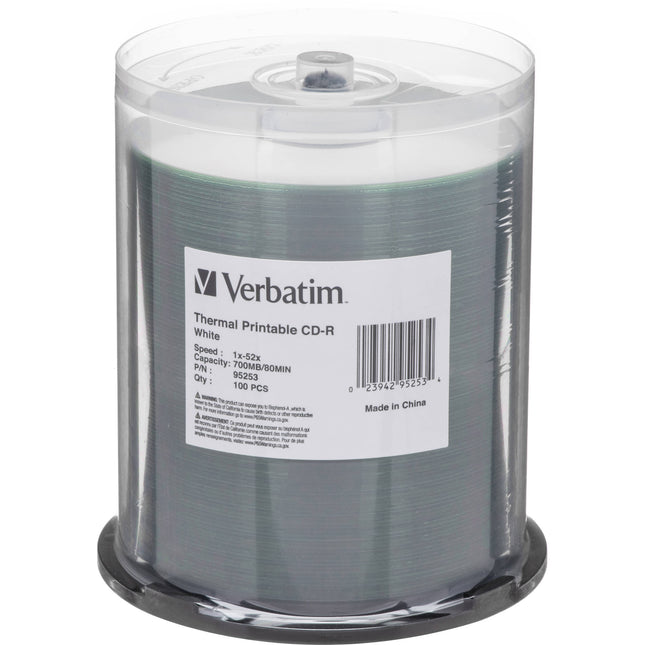 Verbatim Disco CD-R Térmico Printable Paquete de 100 con Garantía Limitada