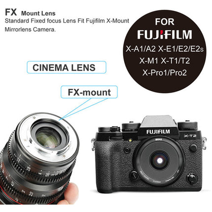 Meike 25mm T2.2 Lente de Cine Manual para Fujifilm X Apertura T2.2 a T22