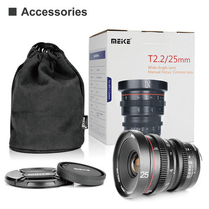 Meike 25mm T2.2 Lente de Cine Manual para Fujifilm X Apertura T2.2 a T22
