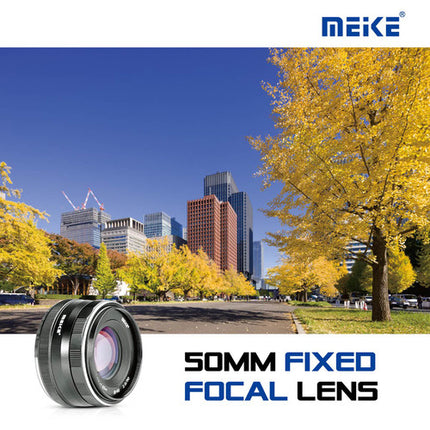 Meike MK-50mm f/2 Lente para Sony E Apertura f2 a f22 Metal y Funda