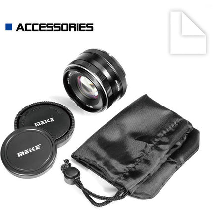 Meike MK-50mm f/2 Lente para Sony E Apertura f2 a f22 Metal y Funda