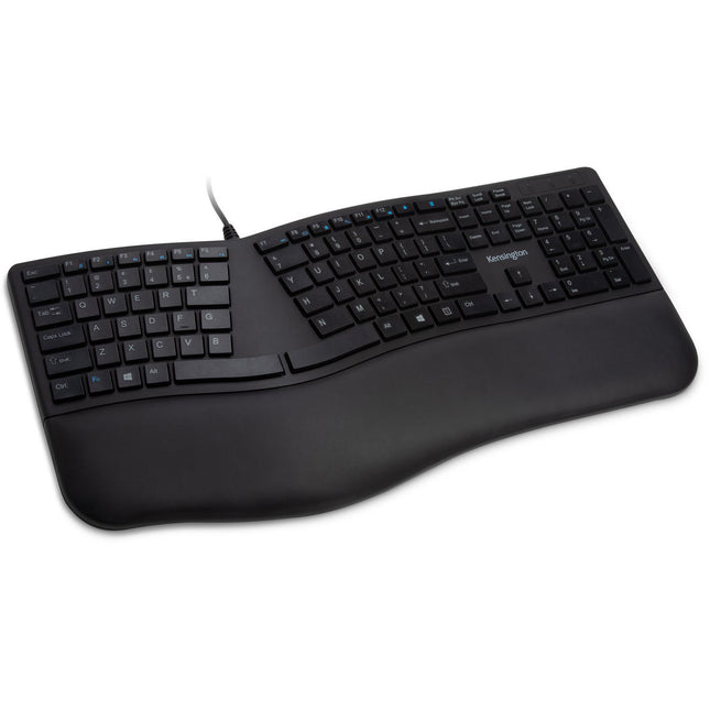 Kensington Pro Fit Ergo teclado ergonómico USB con reposamuñecas ajustable
