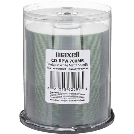 Maxell CD-R 700MB Disco Grabable Blanco Inkjet Paquete 100 unidades