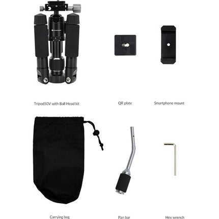 ORANGEMONKIE Tripod50 Mini Trípode Premium 19.7" Capacidad 11 lb con Barra Panorámica