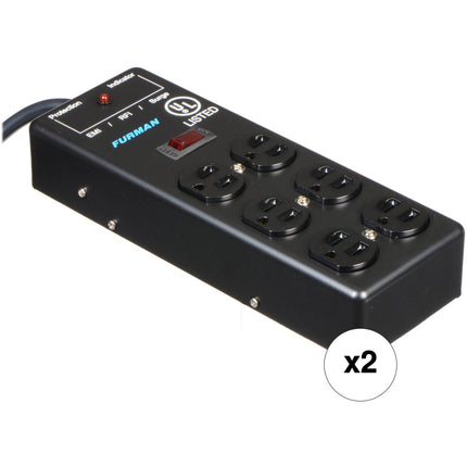 Furman Pro Plug Regleta Eléctrica 6 Tomas 15 Pies 540 Julios 2 Pack